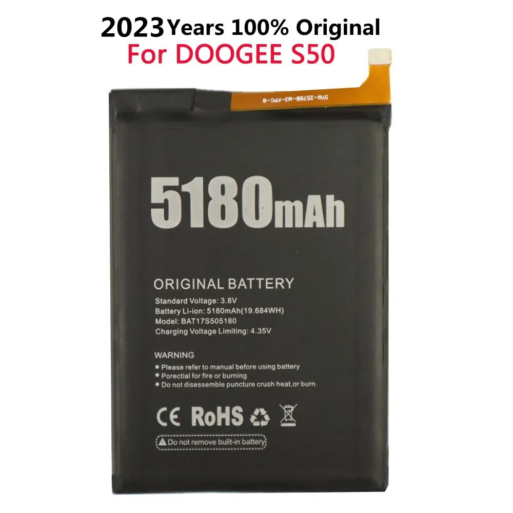 

2023 Years 100% Original High Quality Battery For DOOGEE S50 5180mAh BAT17S505180 Long Standby Time Battery + Tracking number