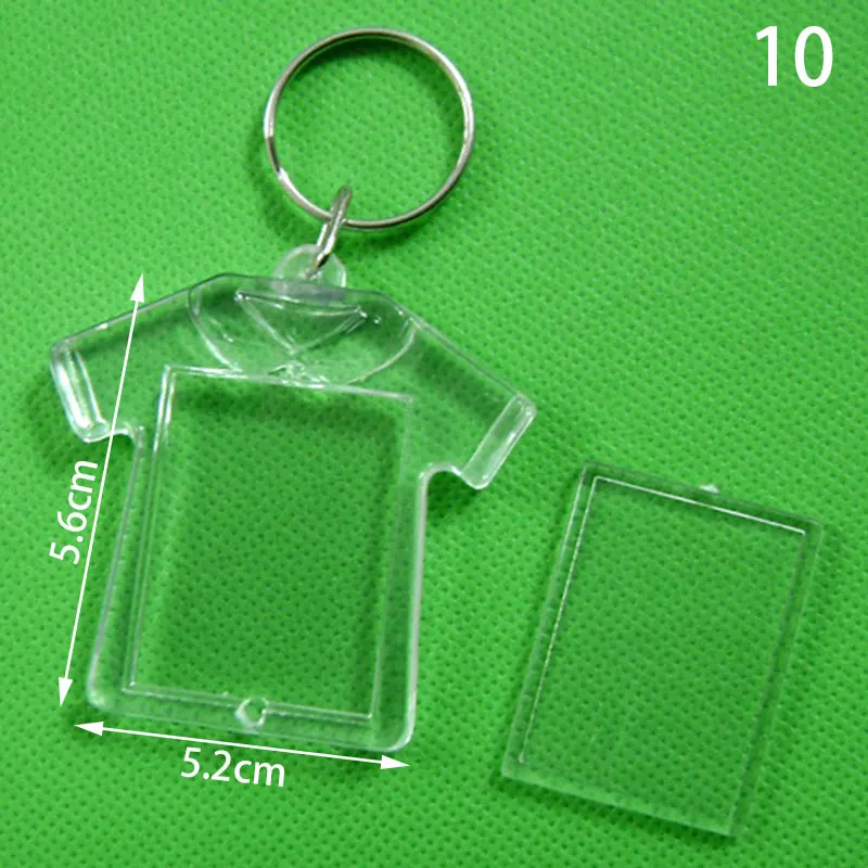 10Pcs Blank Acrylic Photo Frame Keyrings Pendant Picture Insert Keychain Double Sided Clear Key Holder Ring Diy Party Gifts Diy