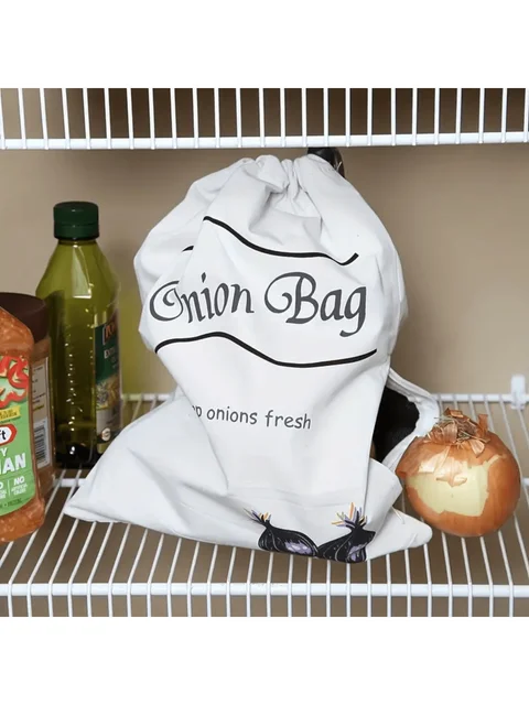 Sacs de rangement en toile réutilisables pour pommes de terre et oignons – maintient les légumes frais et sans germe dans la cuisine 2