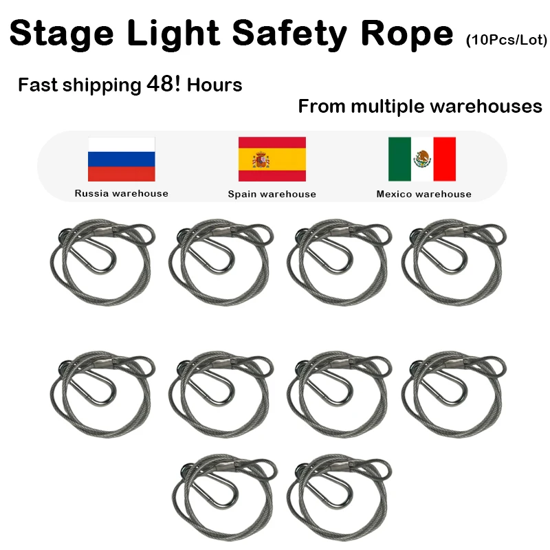 10 unids/lote cuerdas de seguridad de alambre de acero Cables de seguridad iluminación de escenario DJ luces Par