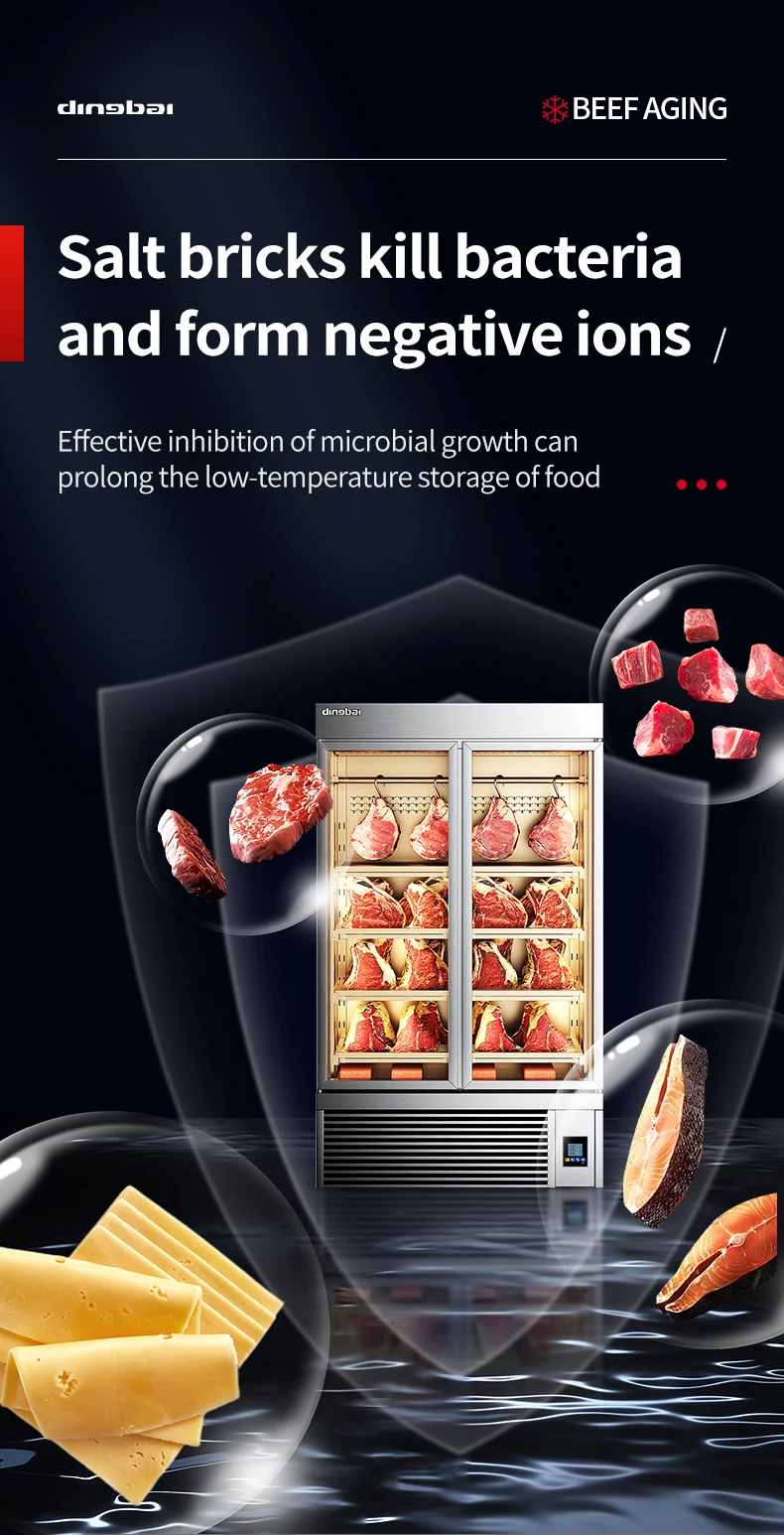 Grade Beef Aging Meat Preservation Cabinet Triple Doors Automatic Defrost Commercial Dry Aging Fridge for Steak Restaurant