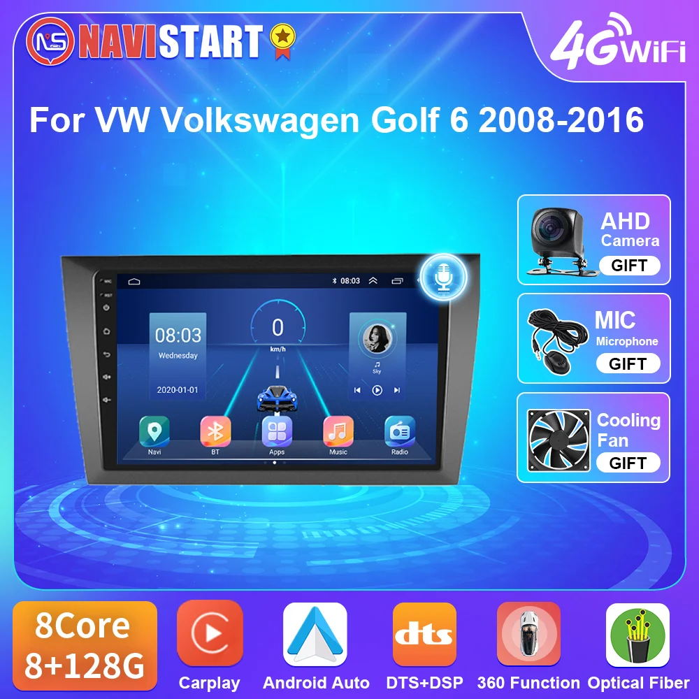 

NAVISTAR T5 Android 10 For VW Volkswagen Golf 6 2008-2016 Car Radio Multimidia Video Player 4G WIFI BT Carplay Auto GPS No DVD