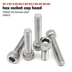 Premium Stainless Steel Hex Socket Cap Allen Head Bolt Screw, Multiple Lengths - 2mm