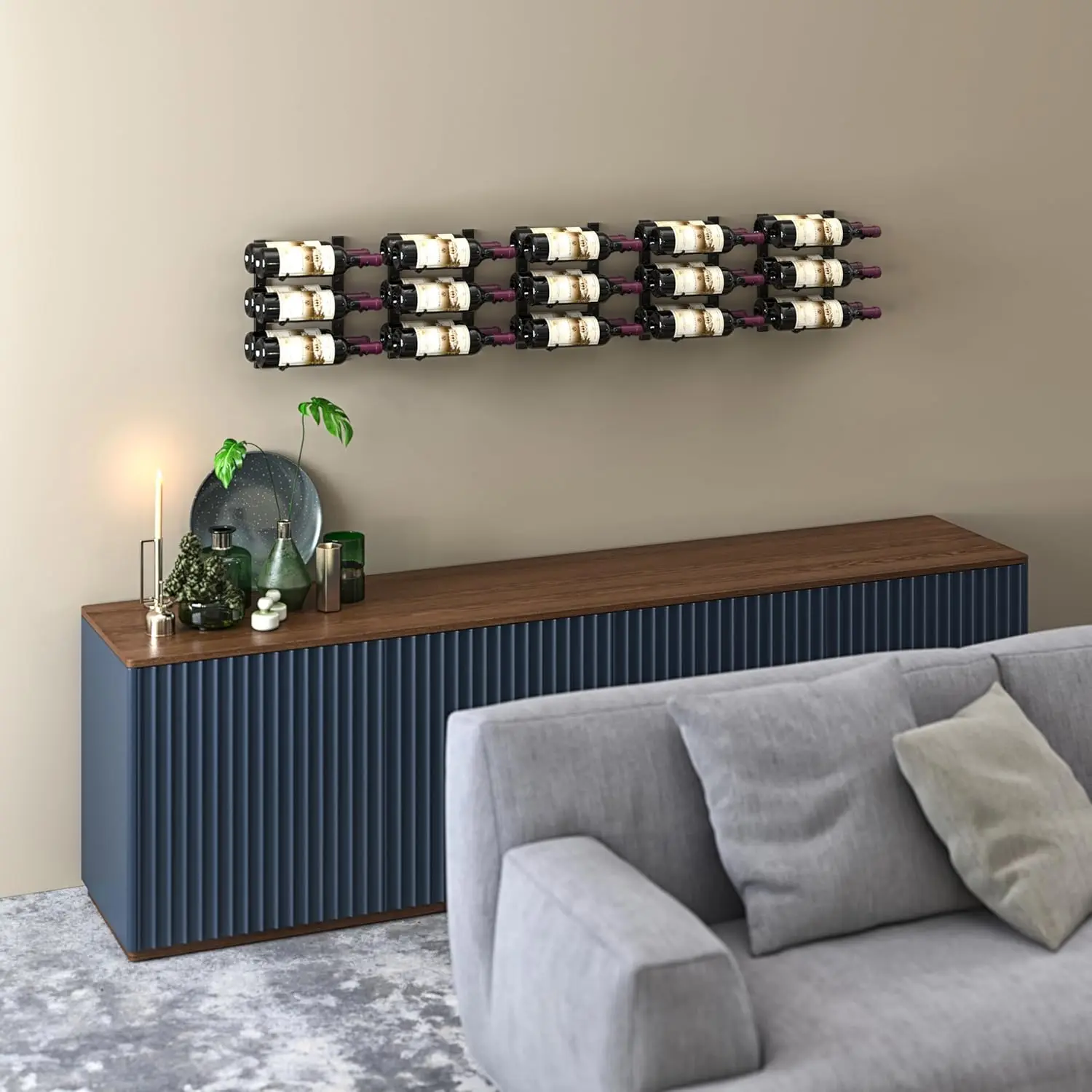 Wine Rack 1-6 Bottle Wall Mounted Wine Rack (Matte Black) Stylish Modern Wine Storage with Label Forward Design