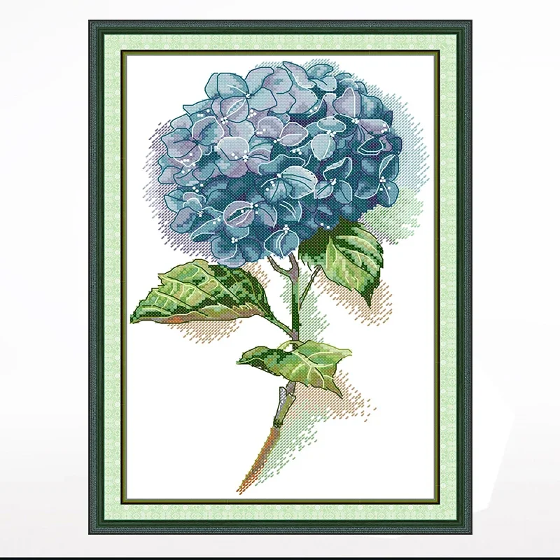 

Blue Hydrangea cross-stitch living room bedroom hanging painting, 11CT/14CT manual embroidery