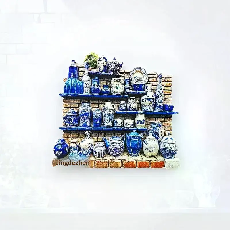 1Pcs 3D 자기 스티커 Jiangxi Jingdezhen 랜드 마크 냉장고 스티커 여행 동반자 선물 홈 인테리어