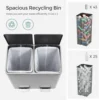 Trash Can, 2 x 8 Gallon (2 x 30 L) Garbage Can for Kitchen, with 15 Trash Bags, 2 Compartments, Plastic Inner Buckets and Hinged 6
