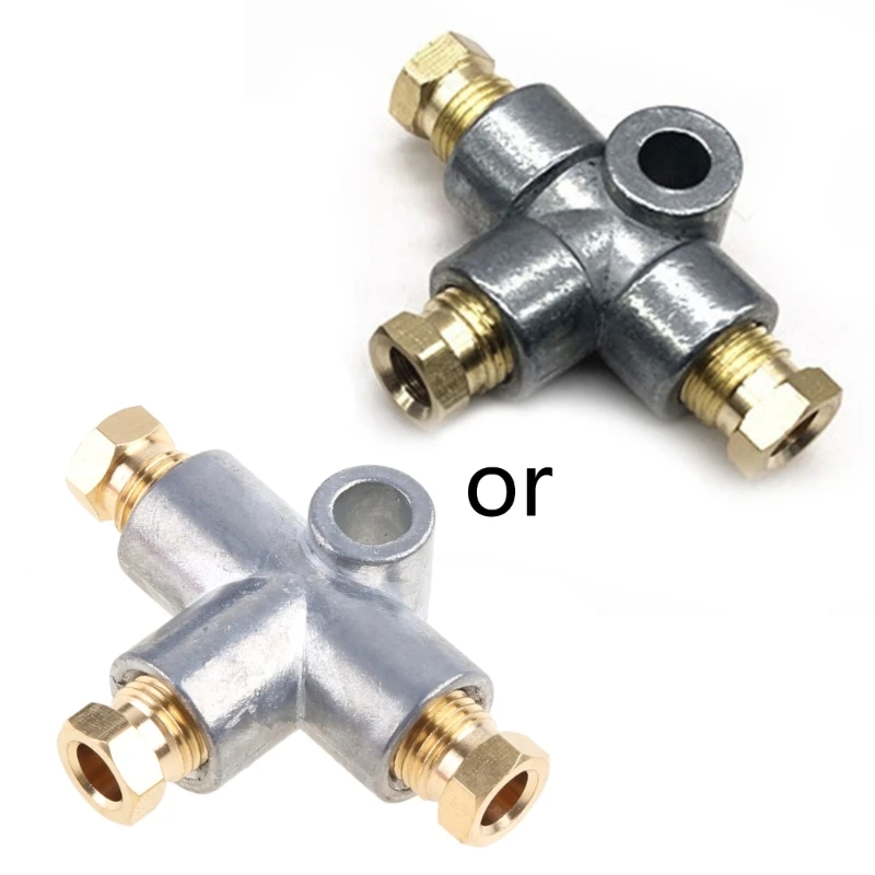 Car Brake Pipe Repair Kit Car 3 Way T Piece Tee Brake Pipe 3 M10 Male Nuts Short Metric Copper 3/16 10mm Inch Replacement Parts Accessories
