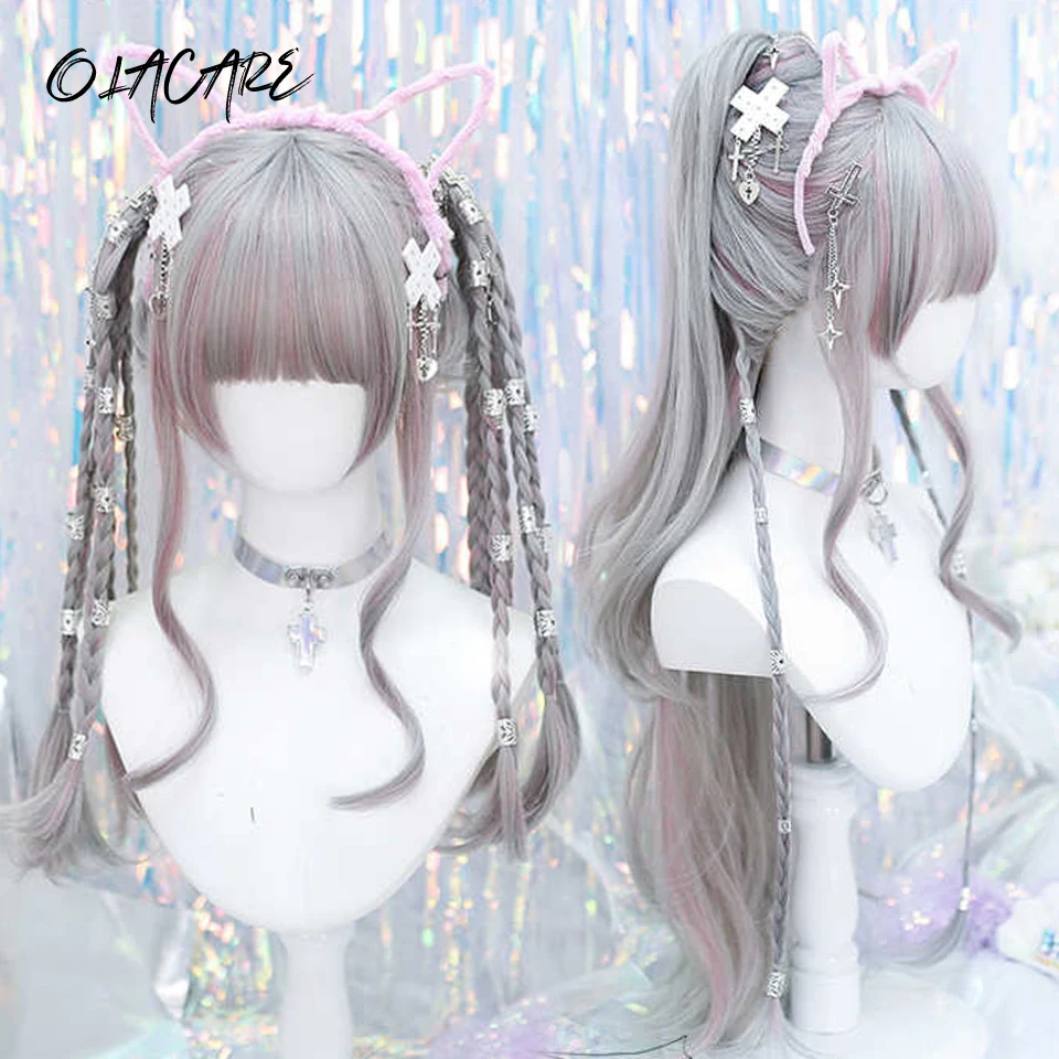 Synthetic White Curly Cosplay Wig for Women