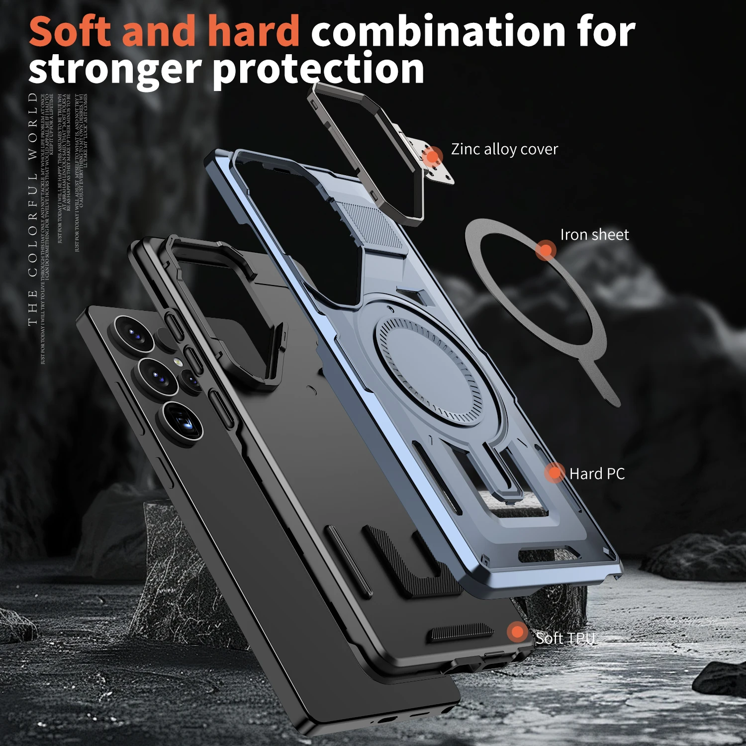 Shockproof Armor Case with Metal Camera Holder and Rugged PC Cover