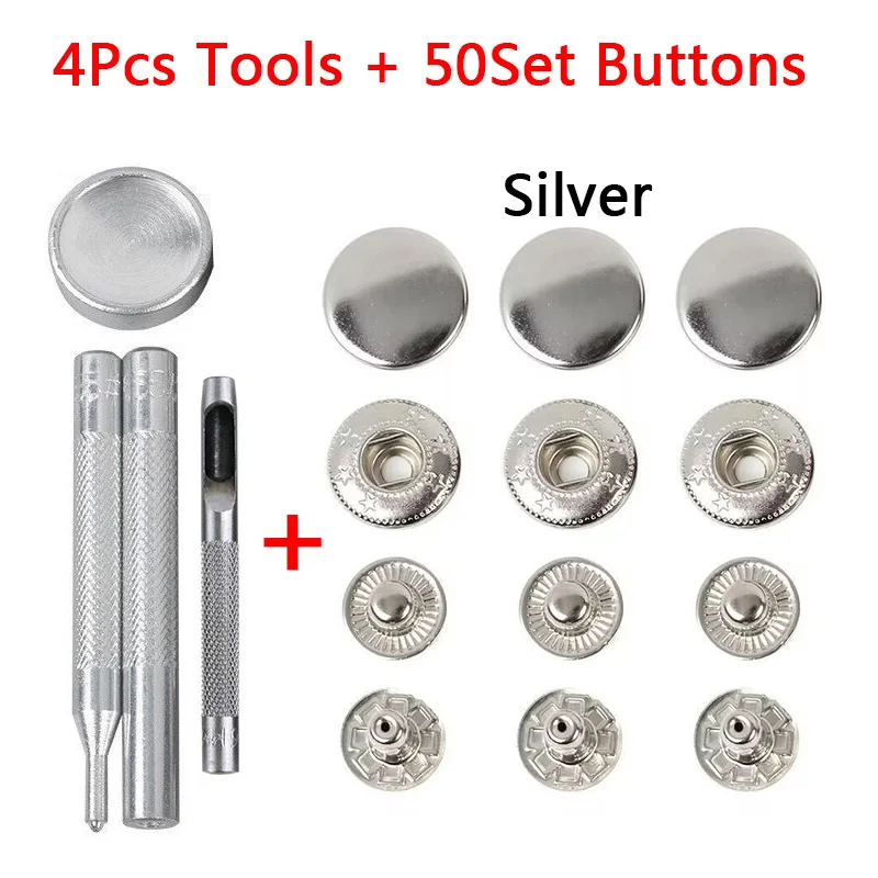 Premium Leather Snap Fasteners Kit with Installation Tools for DIY Projects (50 Sets)