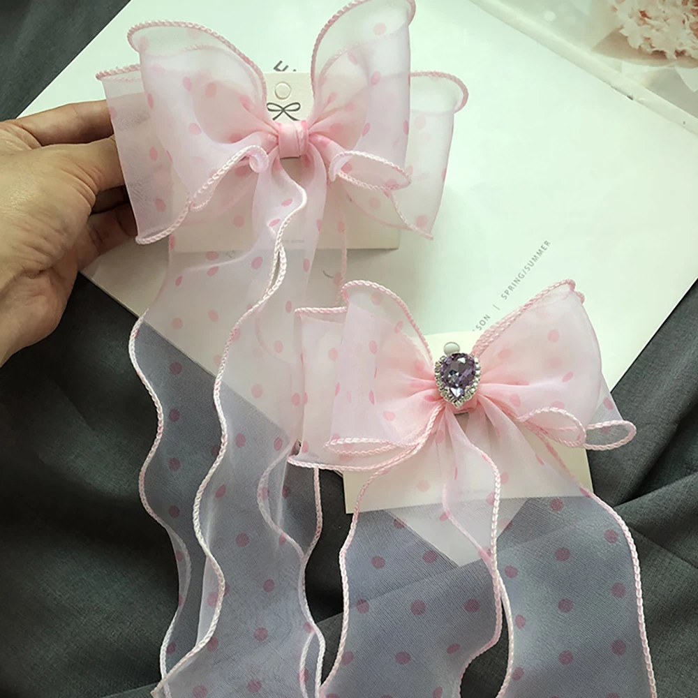 Chainho,Gauze Ribbon,Solid Color,Polka Dots,DIY Handmade Bow Tie Materials,Gift Flower Packaging,Width:50mm,Length:2Yards,SD16