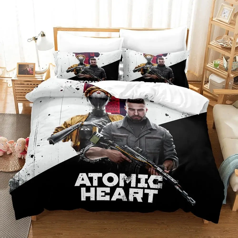 

3D Print Game Atomic Heart Bedding Set Duvet Cover Bed Set Quilt Cover Pillowcase Comforter king Queen Size Boys Adult Bedding