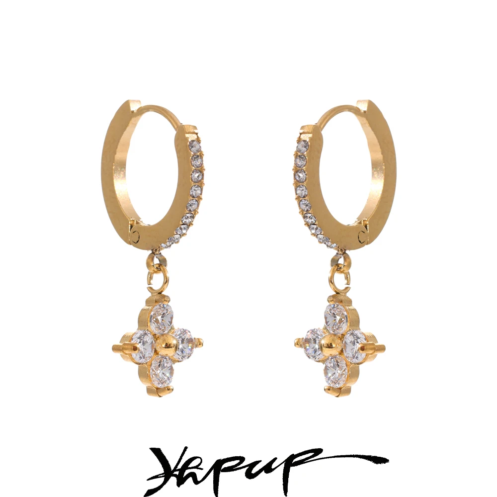 Yhpup Earrings Cubic Zirconia Heart Drop