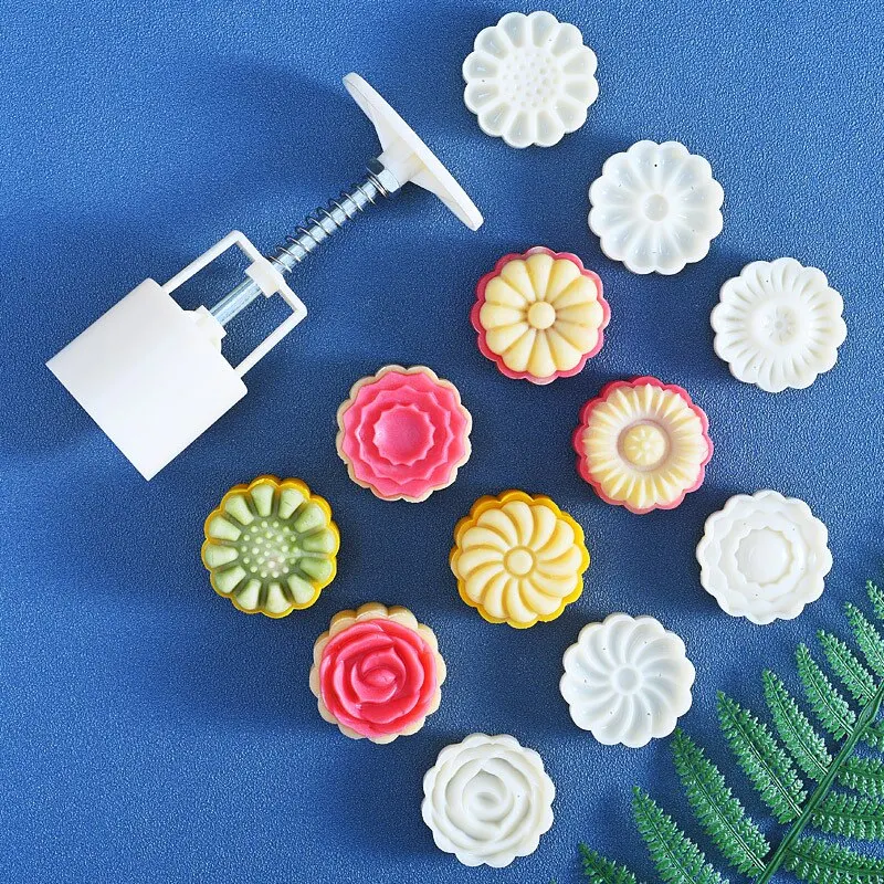 Mooncake Mold Mid-Autumn Festival Hand-Pressure Flower DIY Fondant Decoration Tools