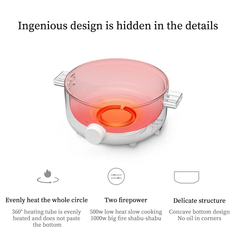 Electric Cooking 3L Pot Multifunction Mini Household Egg Omelette Pancakes Electric Fried Steak Frying Pan Non-Stick Slow Cooker 6