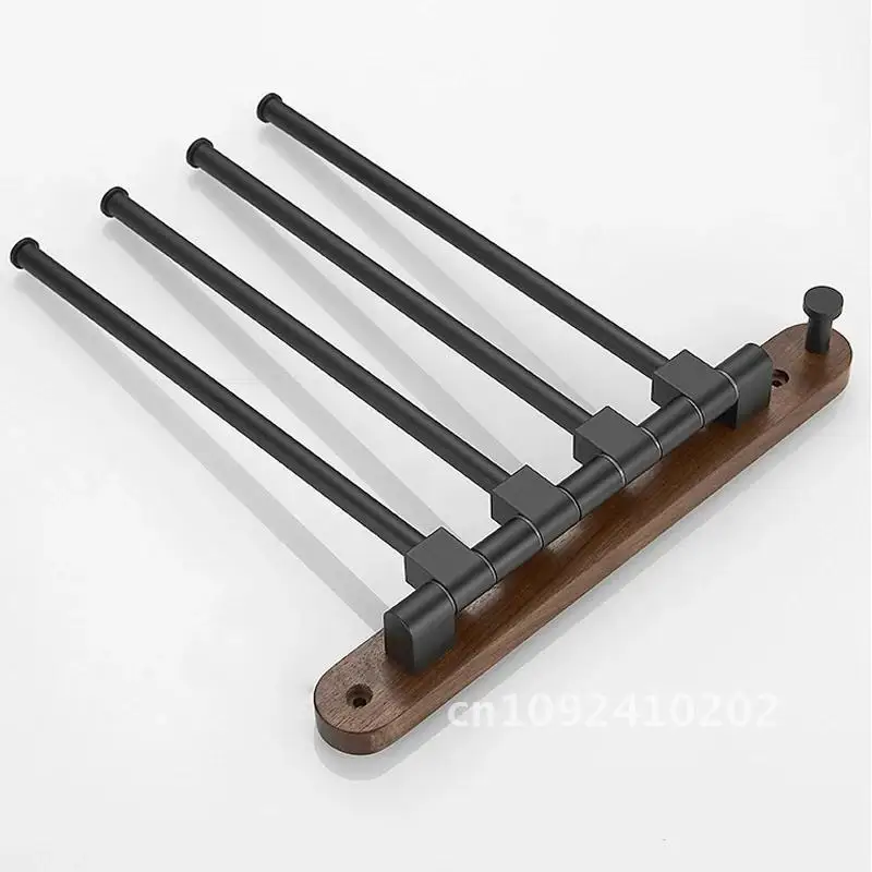 Wood Luxury 3/4/5 Swivel Towel Bars Hanger Bathrobe Bathroom Towel Wall Rack Holder Accessories Rotatable Mounted