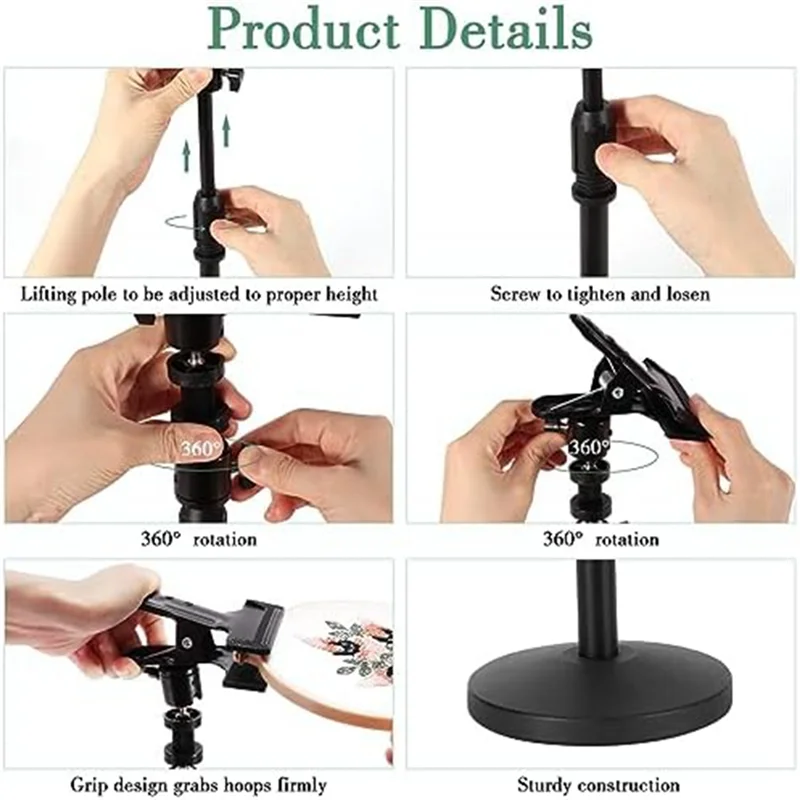 1 Piece Embroidery Hoop Holder Metal Rotating Adjustable Embroidery Holder Hoop For Projects