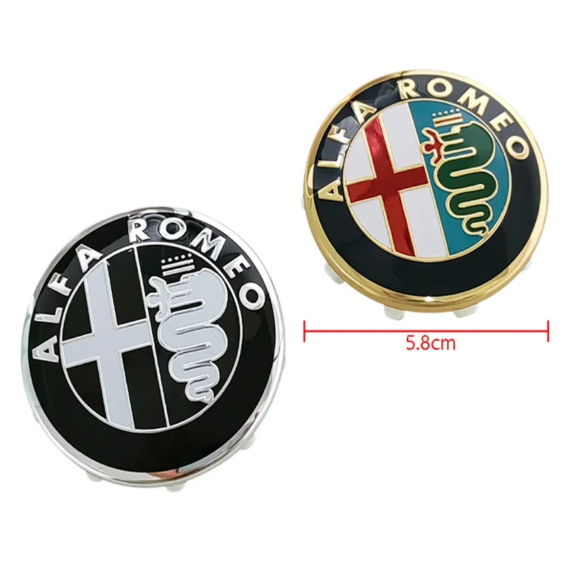 Alfa Romeo Logo Wheel Rim Hub Center Caps - Set of 4, 58mm