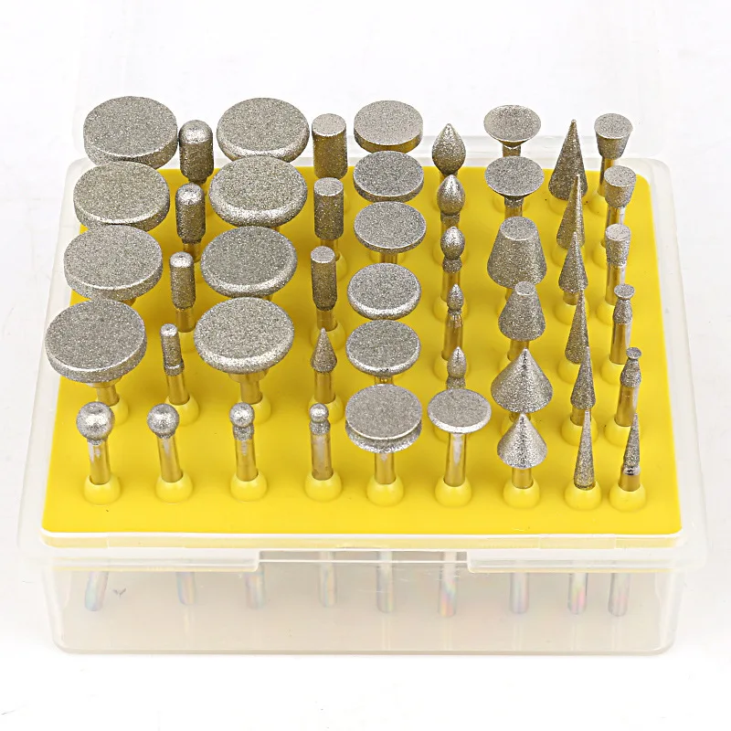 50pcs Diamond Grinding Heads Set 3.0mm Shank Grinding Burrs For Dremel