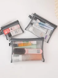 Deluxe Travel Organizer Trio: Mesh Cosmetic Bag Set for Optimal Storage and Organization (GRAY)