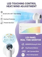 2-in-1 Low Noise Pet Hair Dryer With Slicker Brush 4-gear LED Display Intelligent Temperature Control Dog Cat Grooming Blower 5