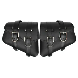Motorcycle PU Leather Swing Arm Tool Bag - Universal Storage Saddlebags (1Pair)