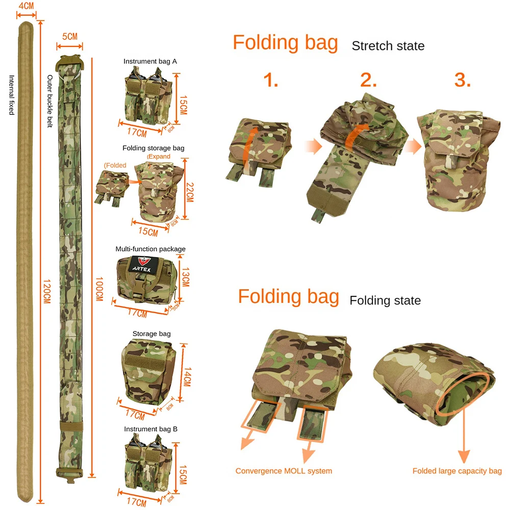 MOLLE Tactical Belt Nylon Multifunctional Patrol Belt Outdoor CS Equipment