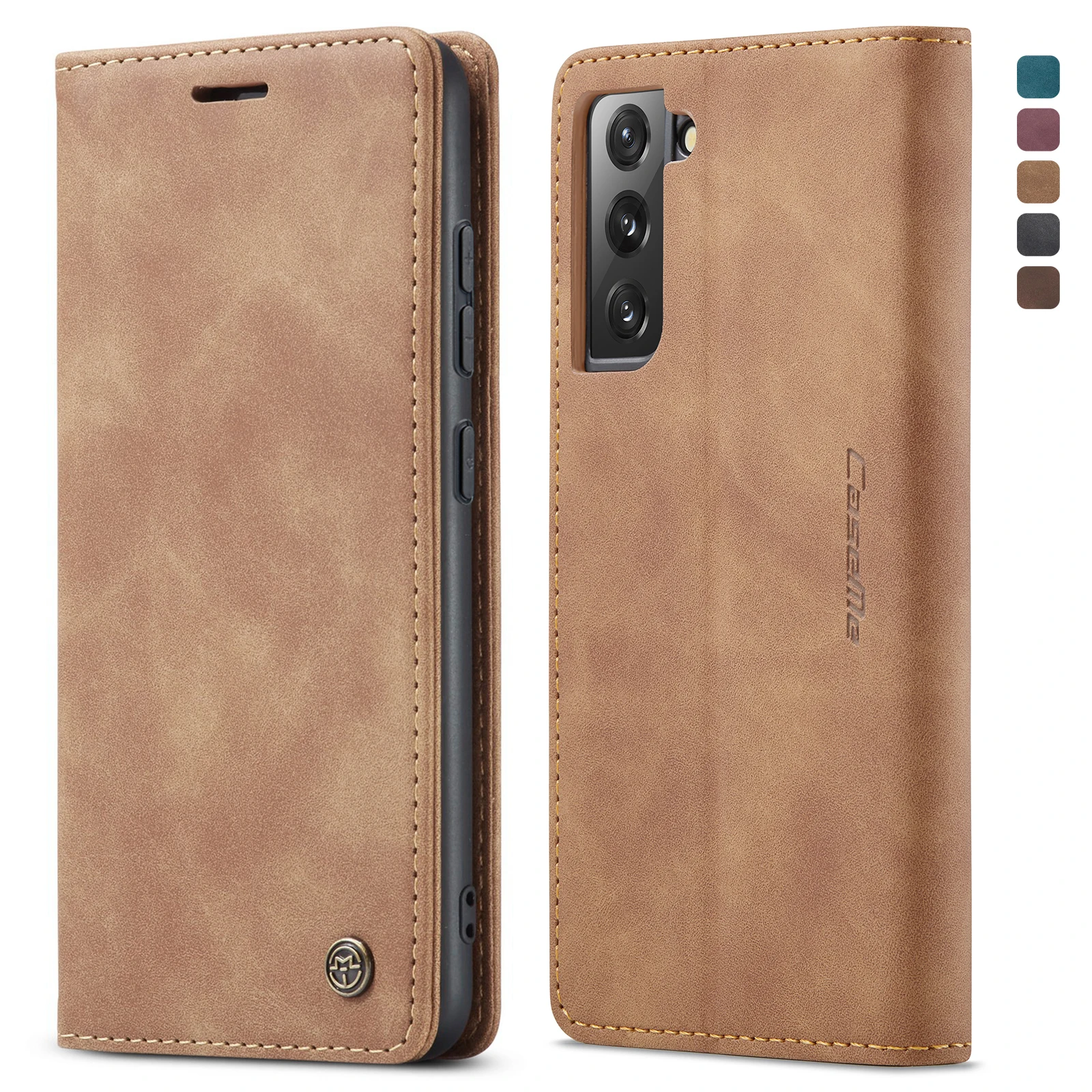 for Samsung Galaxy S22 Ultra S22+ Leather Case,CaseMe Retro Purse Luxury Magneti Card Holder Wallet Cover For Galaxy S22 5G silicone case for samsung