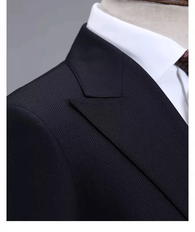 Double Breasted Navy Blue Men Wedding Suit Groom Tuxedo Blazer Pants formal Party Business Office Male Set