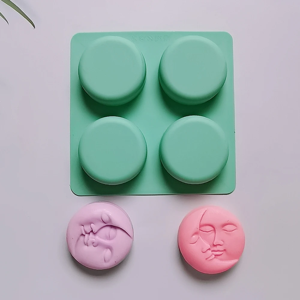 Silicone Soap Molds 4 Cavity Moon Sun Shaped DIY Crafts