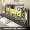 Bed Frame with 3-Tier Headboard & 2 Hidden Storage LED Lights Platform Metal Bed Frame with Storage Bed Frame 4
