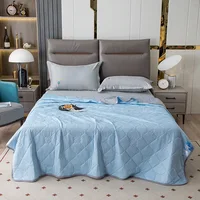 1Pc Super Soft Summer Cooling Blanket Sky Blue Lightweight Breathable Thin Quilt Embossing Machine Washable Double Comforter