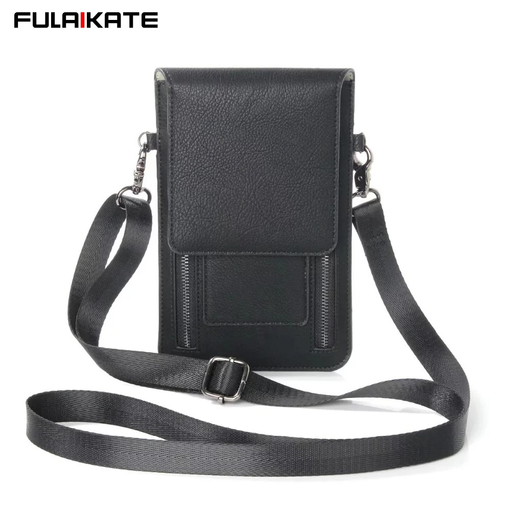 

FULAIKATE Litchi Universal Shoulder Bag for iPhone6s 7 Plus Card Pocket Case for Samsung Galaxy S8Plus MEGA 6.3 Note5 Pouch