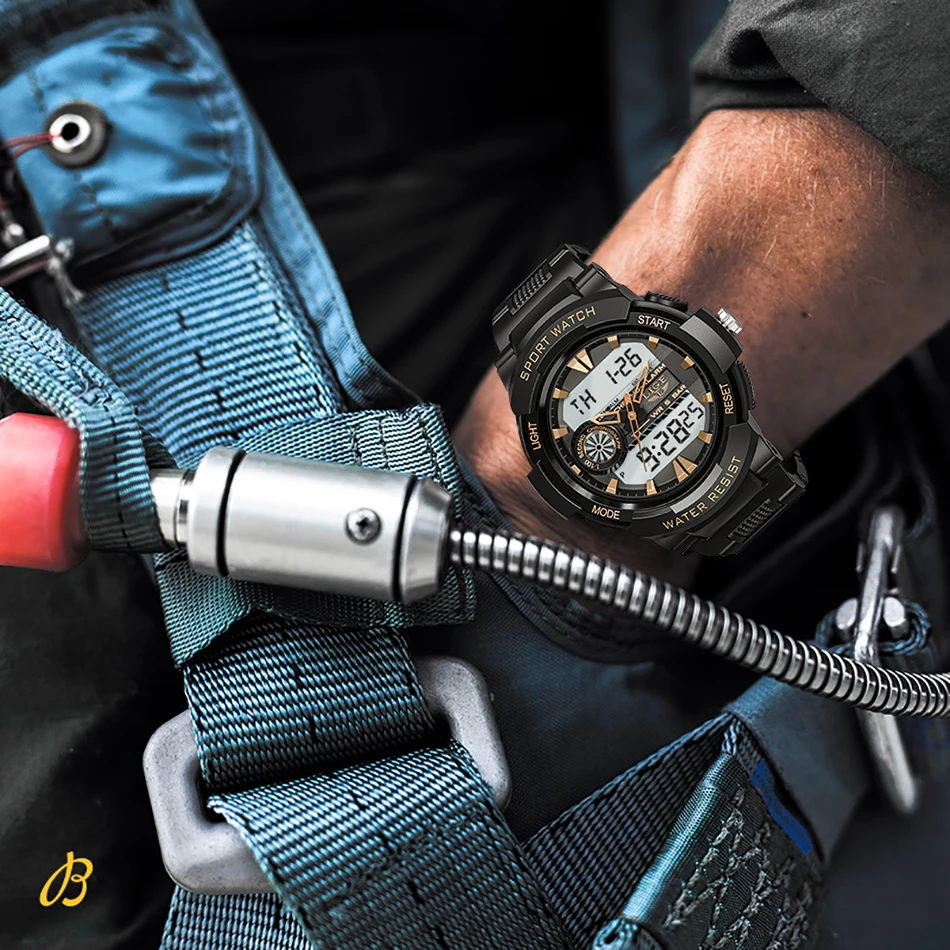 LED électronique Quartz homme montre double montre numérique pour hommes sport décontracté militaire étanche chronographe s_voghion.com