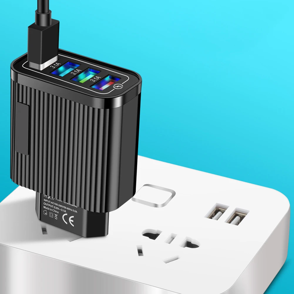 Charging Blocks Phone Charger 4 USB Ports Power Adapter For Phones Laptop