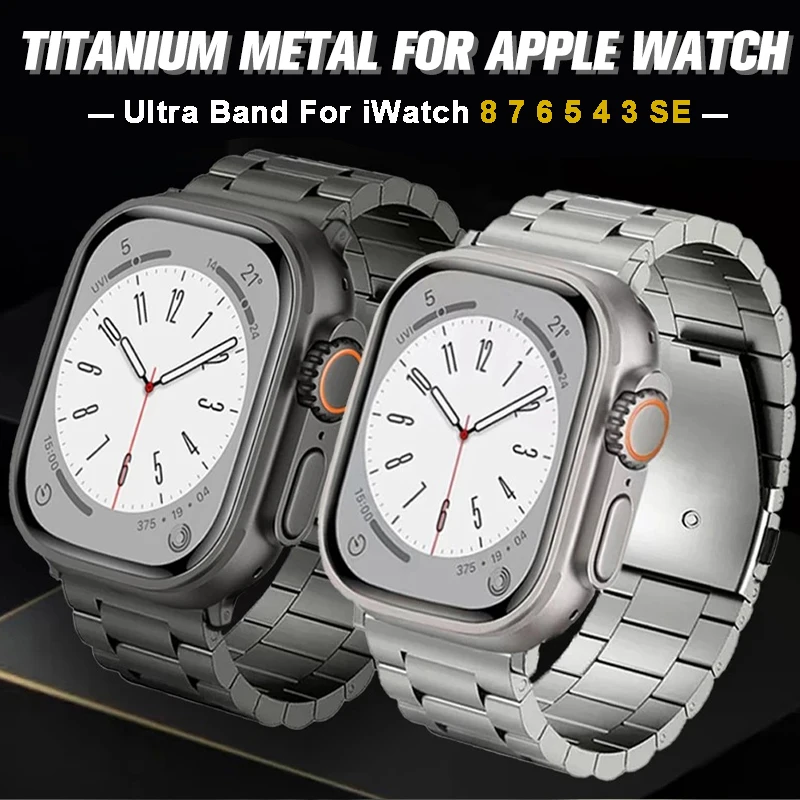 

Luxury Titanium Metal Strap for correa Apple Watch 8 UItra 49mm 45mm 41mm iwatch Series 7 6 44mm 40mm Replacement Strap Business