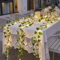 2M Green Leaf String Lights Artificial Ivy Vine Fairy Light Wedding Party Decoration Christmas Home Room Decor Wall Plant Wreath 5