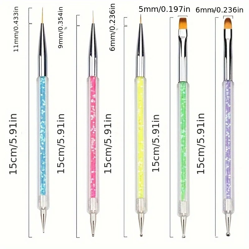 5pcs Nails Art Dotting Pen Nails Brushes for Nails Art Accessories Tools Kits Nail Supplies for Professionals Manicure Set