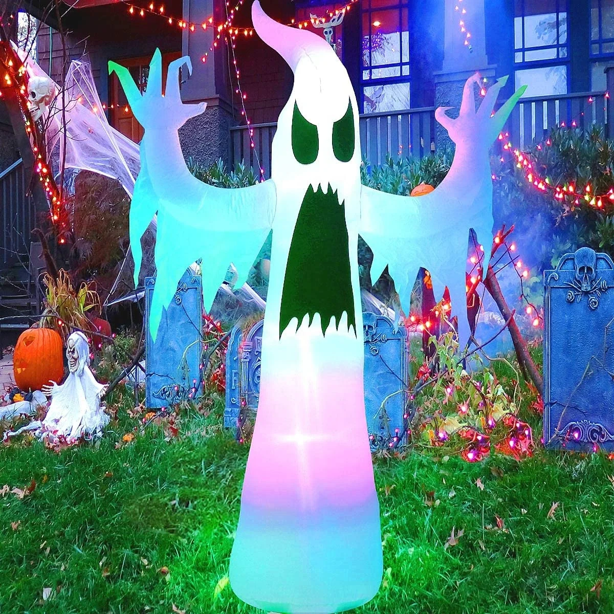 250cm Halloween Inflatable Horror Ghost Halloween Decoration Luminous ...