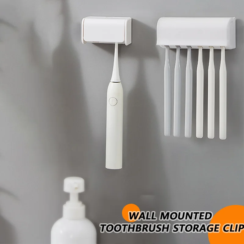 Simple Wall Mounted Toothbrush Rack No Perforated Toothbrush Storage Rack Storage Holder Wall