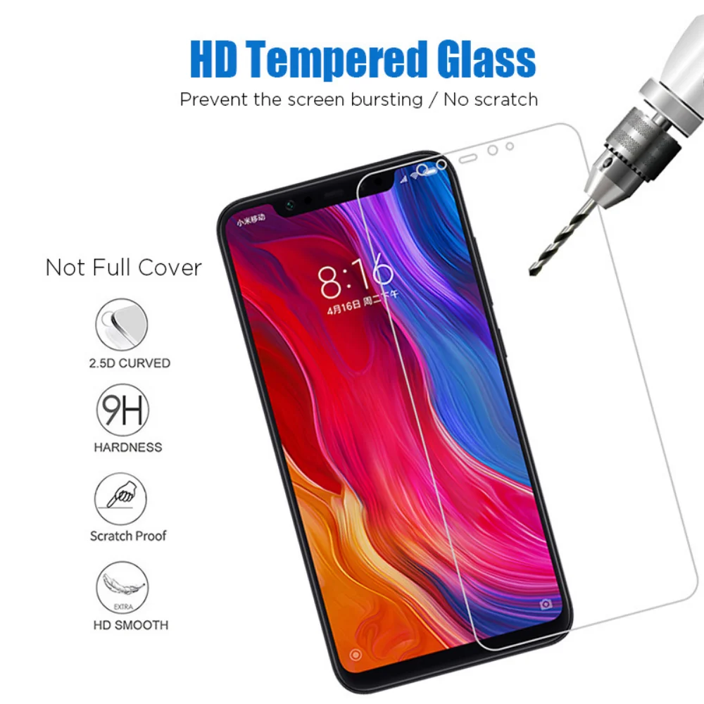 Фото Закаленное защитное стекло с полным покрытием для Xiaomi Mi8 8Lite 8Pro Mi9 Mi9T Mi10 C3 M2, 2 шт. №4