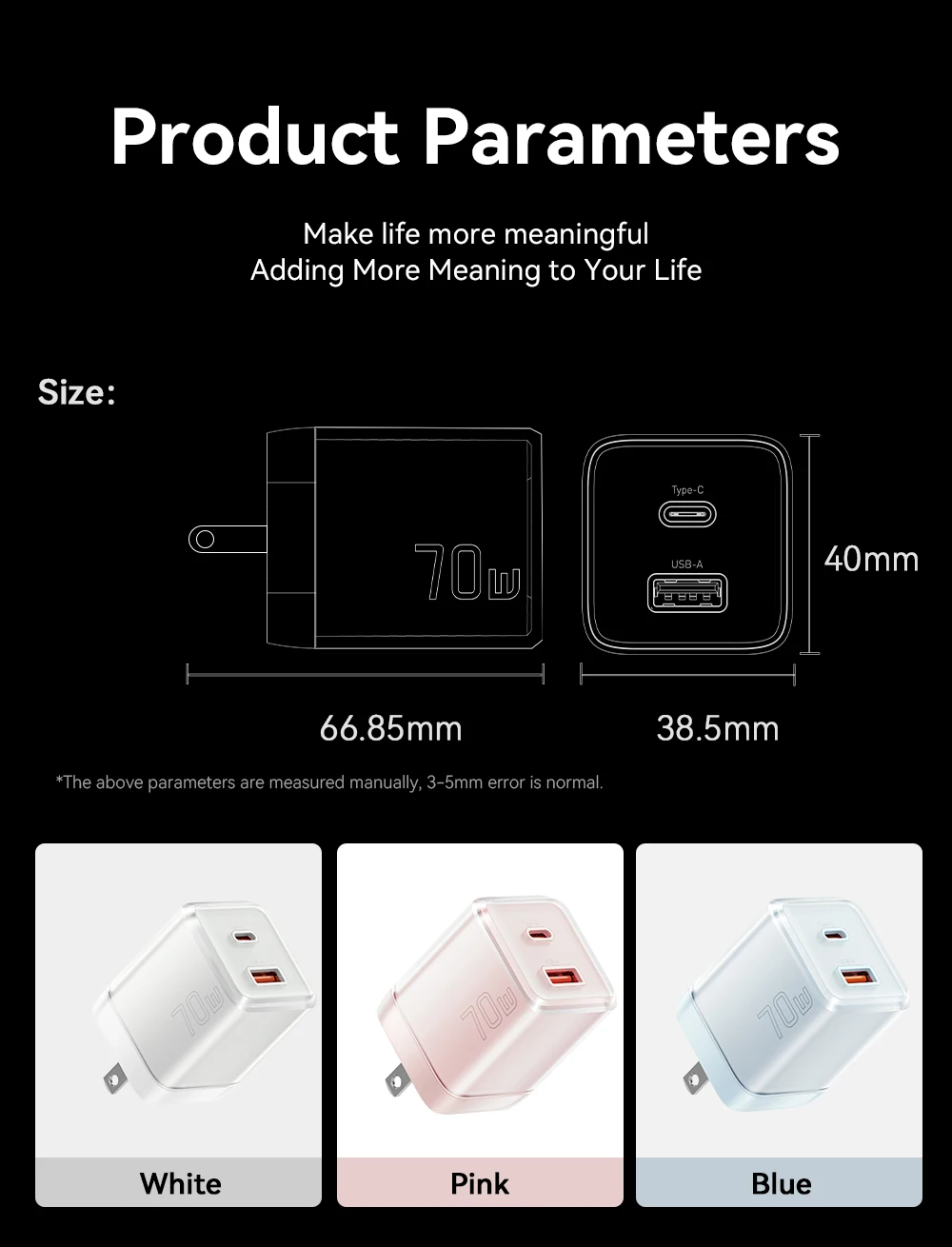Mini 70W GaN Type C Charger For MacBook iPhone 16 15 14 13 Pro Max QC4.0 PD3.0 P