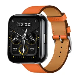 Premium Leather Strap for Smartwatch - Elegant Replacement Wristband Bracelet (22 Classic Orange)