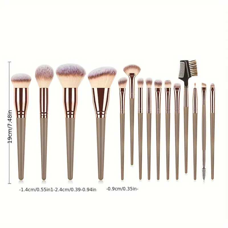 Set di 15 pennelli per il trucco portatili multicolore per principianti - Kit completo di pennelli per ombretto, cipria e trucco_voghion.com