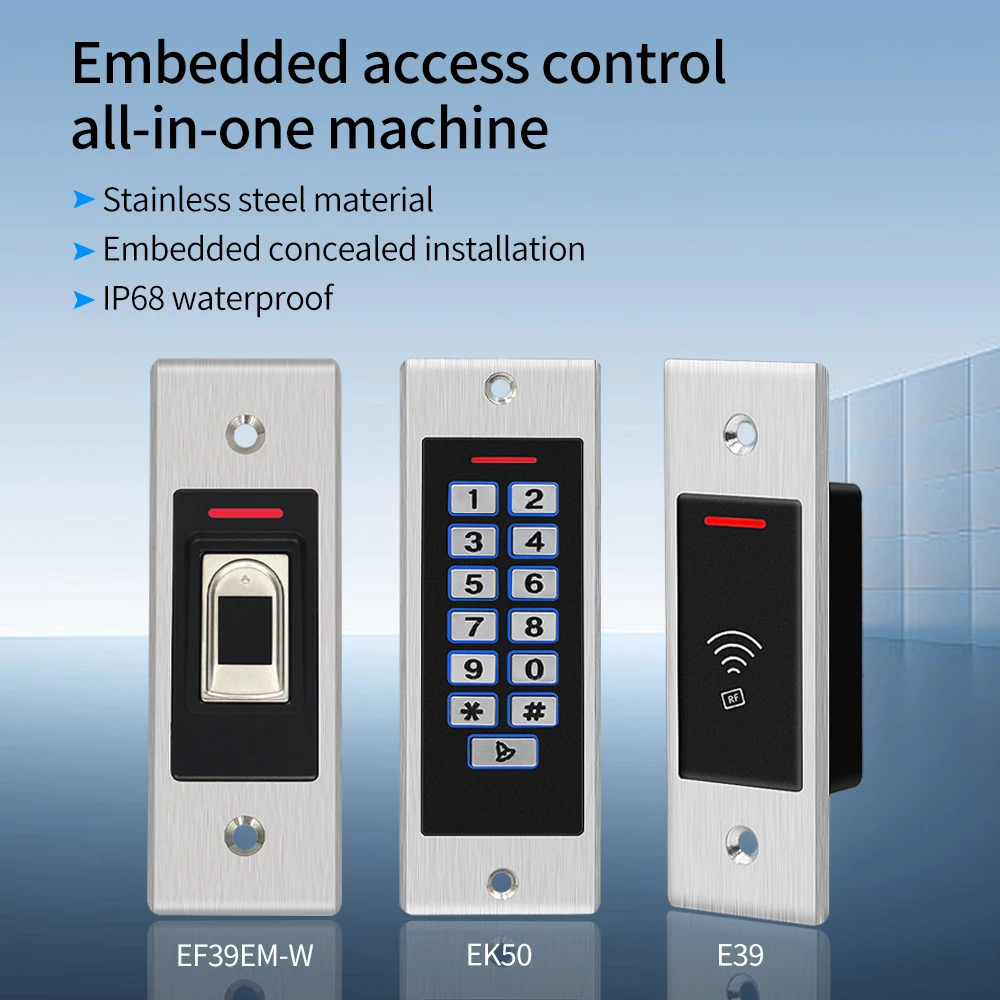 lP66 Waterproof Metal Embedded Access Control Card Reader Standalone Machine RFID 125Khz Induction Fingerprint Door Lock Control