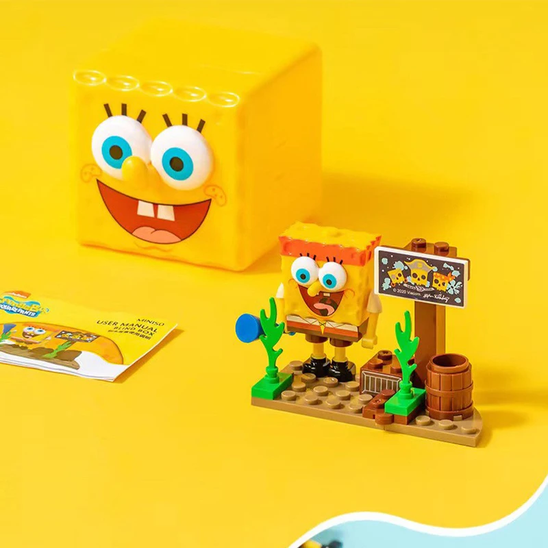 SpongeBob SquarePants Surprise Building Blocks Scene Puzzle Toy Pie Star Crab Boss Octopus Brother Character Model Ornament Gift