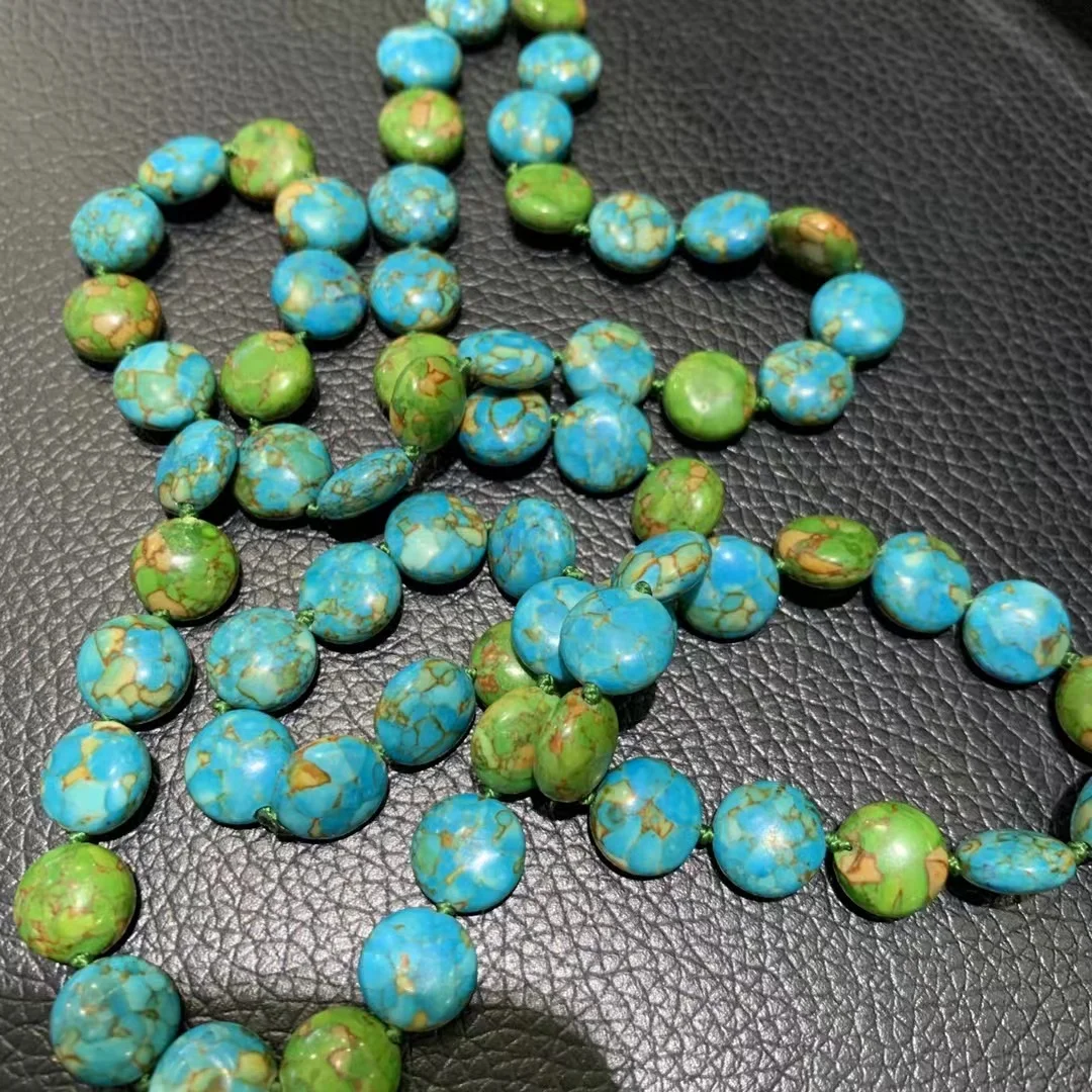 

Длинное ожерелье для свитера из Бирюзы и камня, окрашенные цветные пуговицы, форма 76 см, 10 мм, изящные женские ювелирные изделия, бесплатная доставка