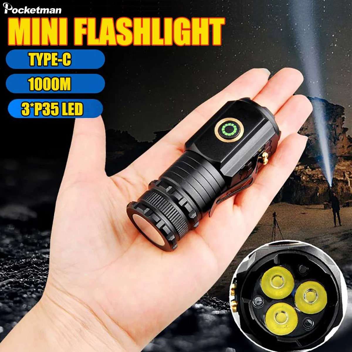 

Portable LED Flashlight USB Rechargeable Mini EDC Tactical Torch Outdoor Self-defense Camping Lantern Magnetic Long Range Light