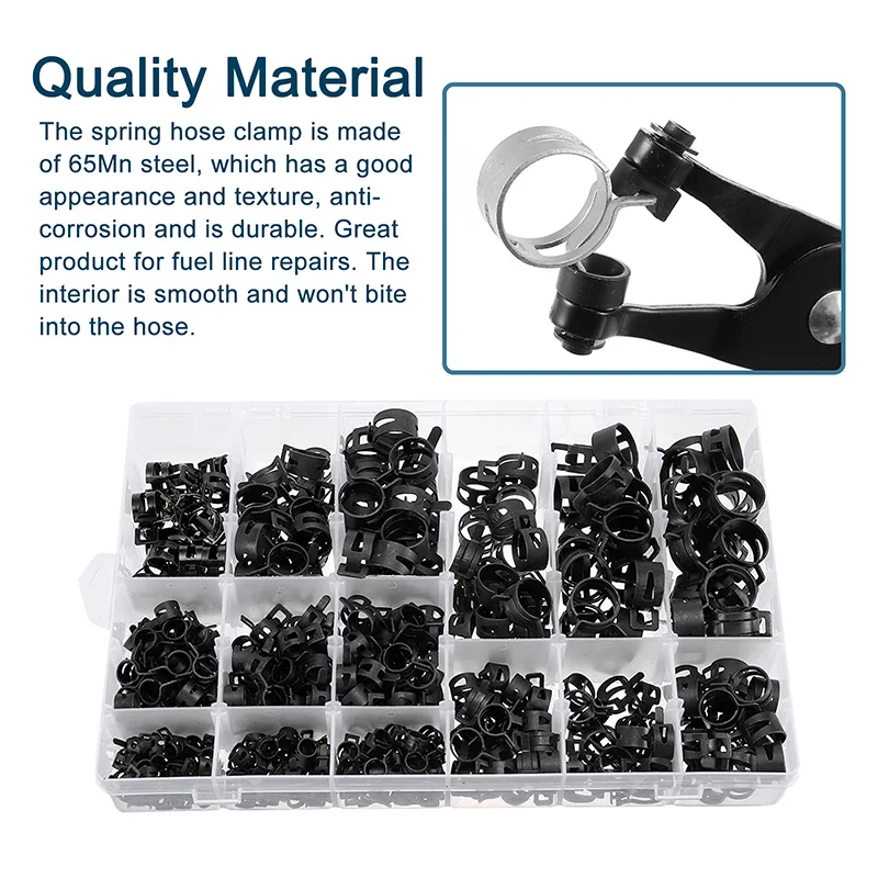 15Pcs Spring Band Type Action Fuel/Silicone Vacuum Hose Pipe Clamp 13mm Low Pressure Air Spring Hose Clip Clamp Automotive Oil Pipe Water Pipe Color